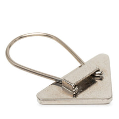 プラダ 三角ロゴプレート キーリング キーホルダー チャーム レッド シルバー メタル レディース PRADA 【中古】
