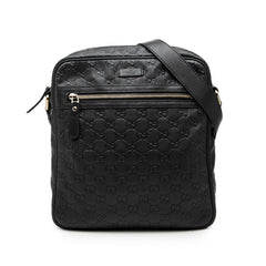 グッチ グッチシマ 斜め掛け ショルダーバッグ 201448 ブラック レザー レディース GUCCI 中古