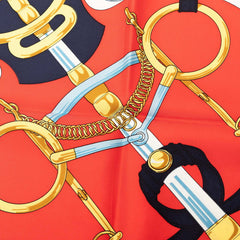 エルメス カレ90 Eperon d’or 黄金の拍車 スカーフ ネイビー マルチカラー シルク レディース HERMES 【中古】