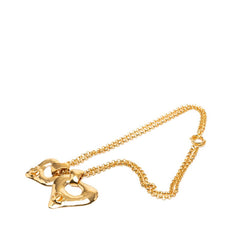 シャネル ココマーク ダブルハート ヴィンテージ 2連 チェーン ペンダント ネックレス ゴールド メッキ レディース CHANEL 【中古】