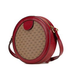 グッチ × ドラえもん ミニ GGスプリーム 斜め掛け ショルダーバッグ 625216 ベージュ レッド PVC レザー レディース GUCCI 中古