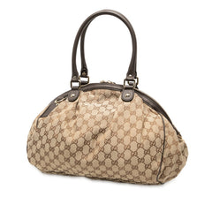 グッチ GGキャンバス スーキー ハンドバッグ 223974 ベージュ ブラウン キャンバス レザー レディース GUCCI 【中古】