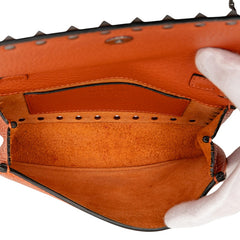 ヴァレンチノ ロックスタッズ 斜め掛け チェーン ショルダーバッグ オレンジ レザー レディース Valentino 【中古】