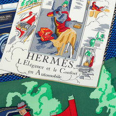 エルメス カレ90 Confort en Automobile 自動車の快適 スカーフ 大判 ネイビー系 マルチカラー シルク レディース HERMES 中古