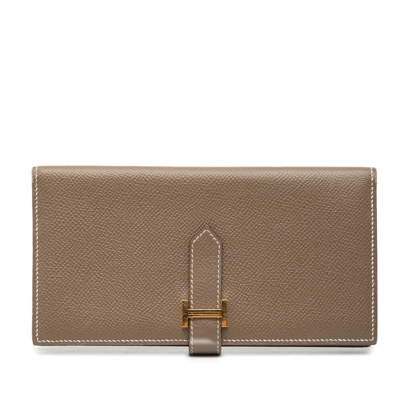 エルメス ベアンスフレ 長財布 エトゥープ グレージュ ヴォーエプソン レディース HERMES 【中古】