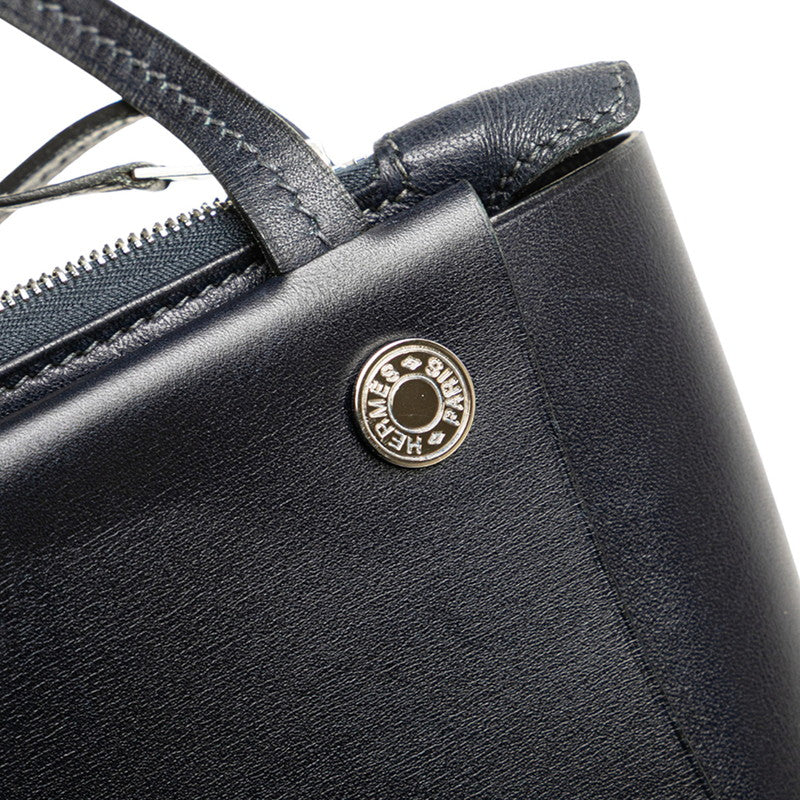 エルメス インボックス ハンドバッグ ネイビー シルバー金具 ボックスカーフ レディース HERMES 【中古】