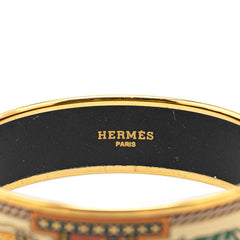 エルメス エマイユGM 七宝焼き アニマル ヒョウ 総柄 ブレスレット ゴールド マルチカラー メッキ レディース HERMES 【中古】