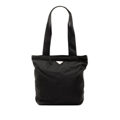 プラダ 三角ロゴプレート トートバッグ ハンドバッグ ブラック ナイロン レディース PRADA 【中古】