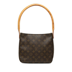 ルイ ヴィトン モノグラム ルーピングMM ショルダーバッグ ハンドバッグ M51146 ブラウン PVC レザー レディース LOUIS VUITTON 中古