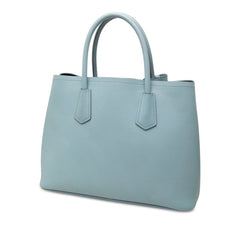 プラダ 三角ロゴプレート ドゥーブル ハンドバッグ ショルダーバッグ 2WAY ライトブルー サフィアーノレザー レディース PRADA 中古