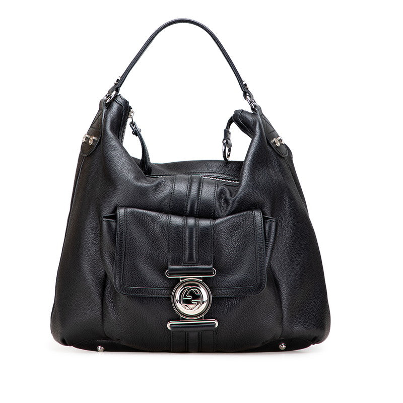 グッチ インターロッキングG ハンドバッグ 232935 ブラック レザー レディース GUCCI 【中古】