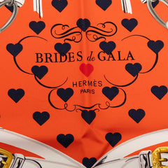 エルメス カレ90 BRIDES de GALA 式典用の馬勒 スカーフ 大判 オレンジ系 マルチカラー シルク レディース HERMES 【中古】