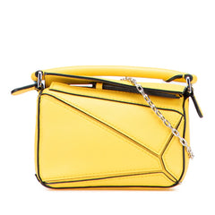 ロエベ パズルバッグ ナノ ハンドバッグ チェーン ショルダーバッグ 2WAY イエロー レザー レディース LOEWE 【中古】