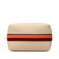 エルメス ブリッド ア ブラックGM ハンドバッグ ポーチ ベージュ シルバー金具 キャンバス レディース HERMES 中古