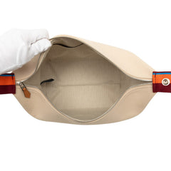 エルメス ブリッド ア ブラックGM ハンドバッグ ポーチ ベージュ シルバー金具 キャンバス レディース HERMES 中古