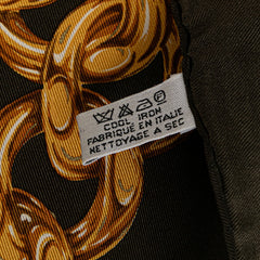 シャネル チェーン モチーフ スカーフ カーキ ゴールド マルチカラー シルク レディース CHANEL 【中古】