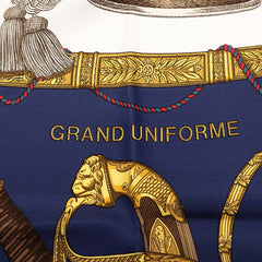 エルメス カレ90 GRAND UNIFORME グランドユニフォーム スカーフ ネイビー マルチカラー シルク レディース HERMES 【中古】