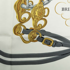 エルメス カレ90 Brides de Gala 式典用馬勒 スカーフ ライトブルー マルチカラー シルク レディース HERMES 中古