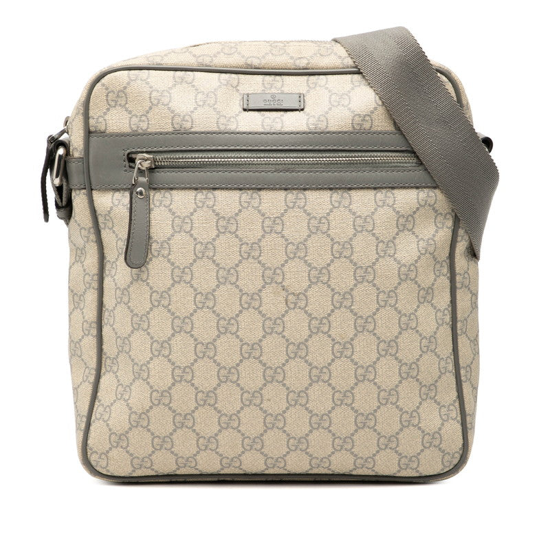 グッチ GGスプリーム 斜めがけ ショルダーバッグ 201448 ベージュ グレー PVC レザー メンズ GUCCI 【中古】