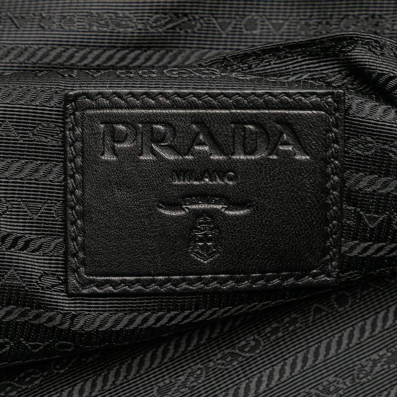 プラダ 三角ロゴプレート メタルプレート スタッズ ハンドバッグ トートバッグ VA0744 ブラック レザー レディース PRADA 【中古】
