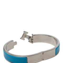 エルメス クリックH PM エナメルブレスレット バングル シルバー ブルー メタル レディース HERMES 【中古】