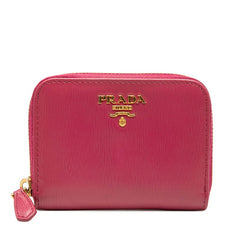 プラダ カードケース コインケース 小銭入れ ピンク レザー レディース PRADA 中古