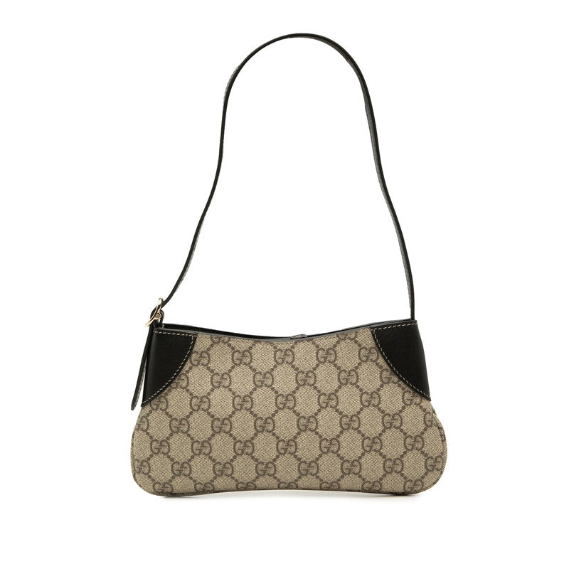 グッチ GGエンブレム GGスプリーム ハンドバッグ ワンショルダーバッグ 820696 ベージュ ブラック PVC レザー レディース GUCCI 中古