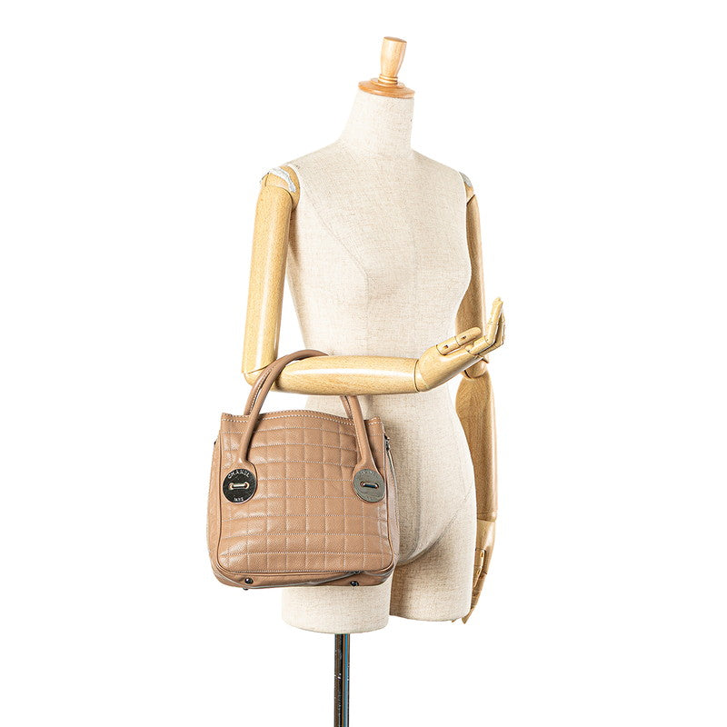 シャネル チョコバー ココマーク ハンドバッグ ベージュ キャビアスキン レディース CHANEL 【中古】
