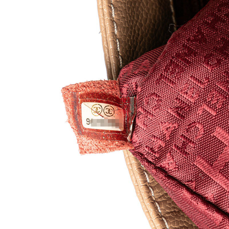シャネル チョコバー ココマーク ハンドバッグ ベージュ キャビアスキン レディース CHANEL 【中古】
