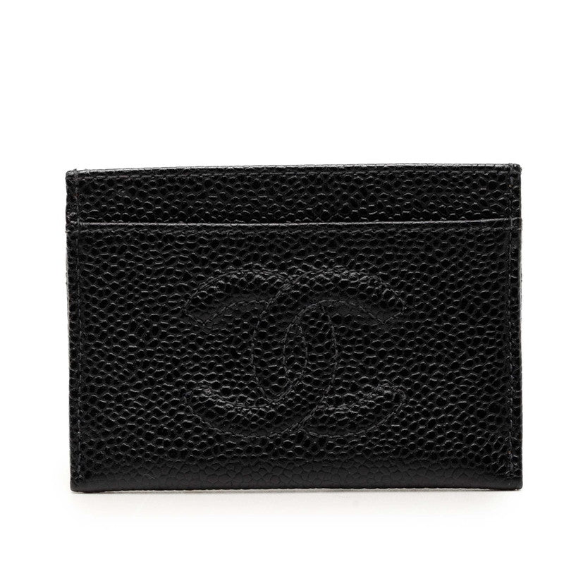 シャネル ココマーク カードケース パスケース ブラック キャビアスキン レディース CHANEL 中古