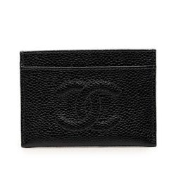 シャネル ココマーク カードケース パスケース ブラック キャビアスキン レディース CHANEL 中古