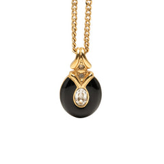ディオール ネックレス ゴールド ブラック メッキ ラインストーン レディース Dior 【中古】