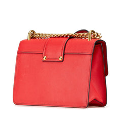 プラダ サフィアーノ チェーン ショルダーバッグ レッド ゴールド レザー レディース PRADA 【中古】