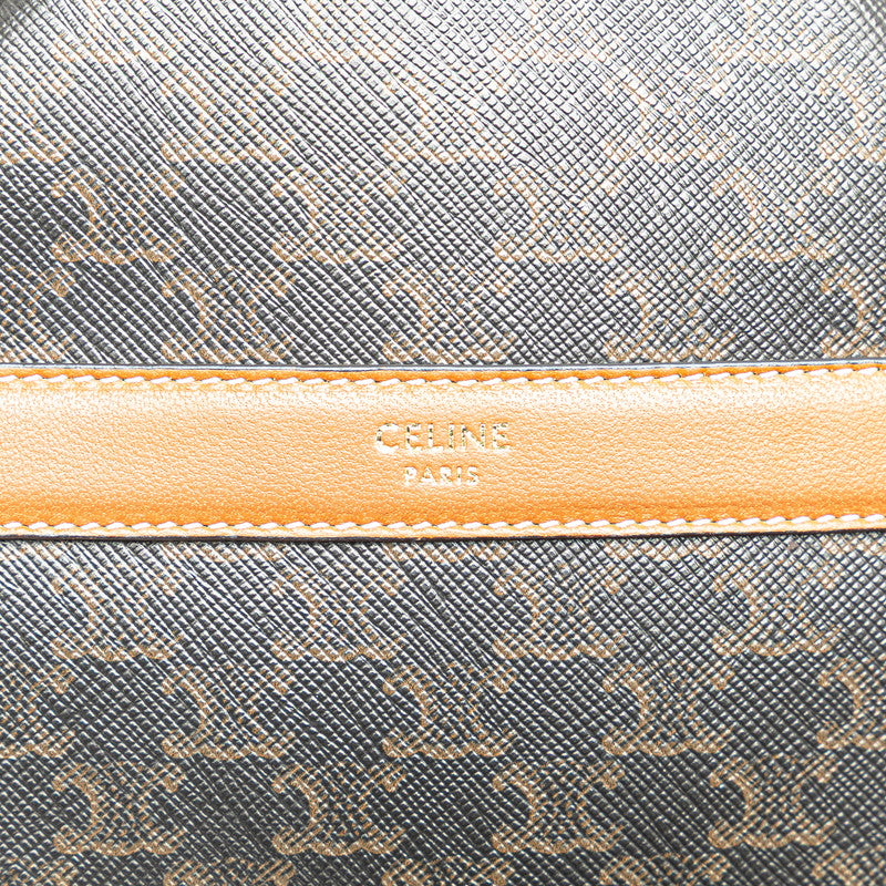 セリーヌ トリオンフ ラウンドパース ショルダーバッグ ブラック ブラウン PVC レザー レディース CELINE 【中古】