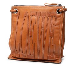 ロエベ アナグラム 斜め掛け ショルダーバッグ ブラウン レザー レディース LOEWE 【中古】
