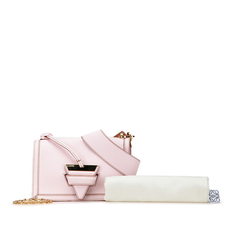 ロエベ バルセロナ ショルダーバッグ ピンク ブラウン レザー レディース LOEWE 【中古】