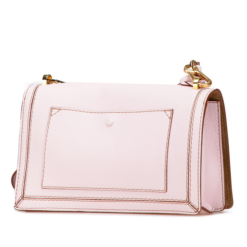 ロエベ バルセロナ ショルダーバッグ ピンク ブラウン レザー レディース LOEWE 【中古】