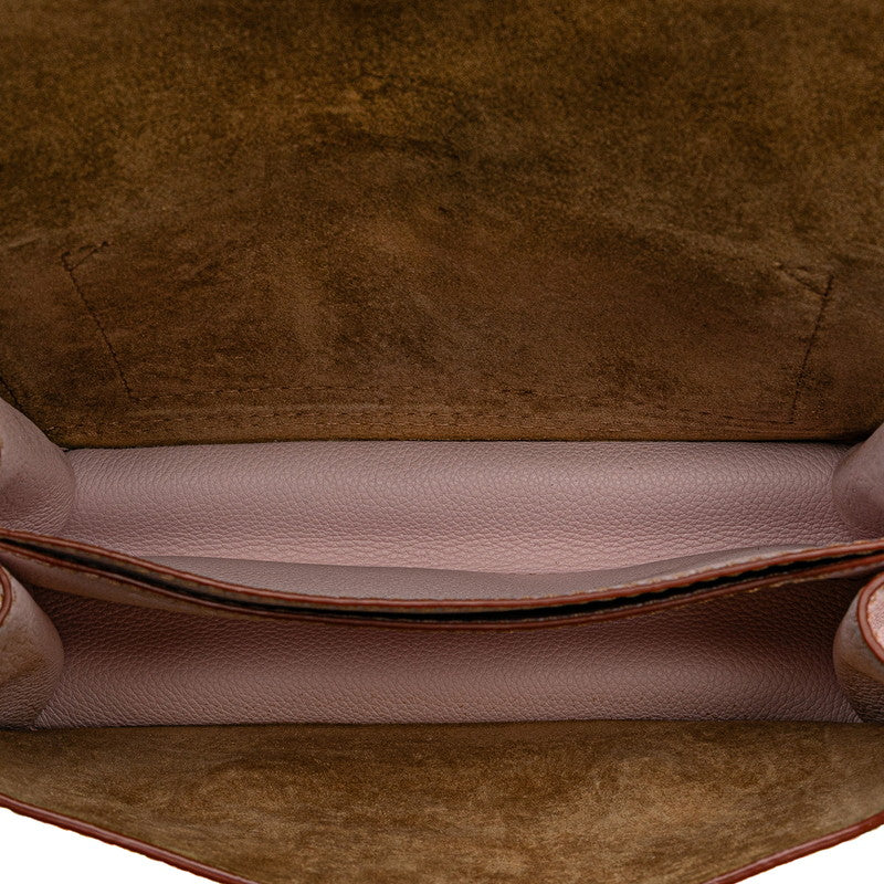 ロエベ バルセロナ ショルダーバッグ ピンク ブラウン レザー レディース LOEWE 【中古】