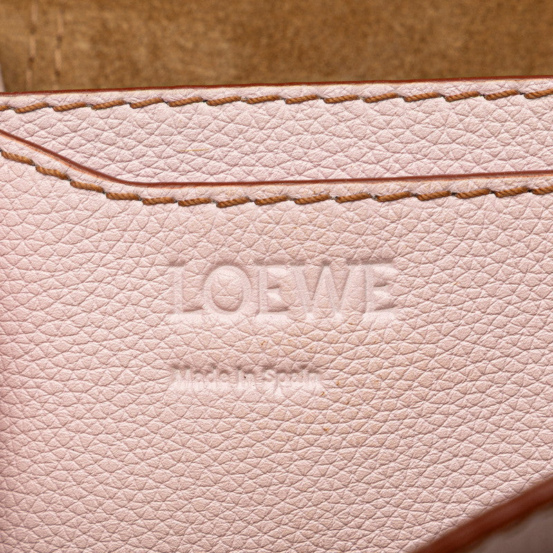 ロエベ バルセロナ ショルダーバッグ ピンク ブラウン レザー レディース LOEWE 【中古】