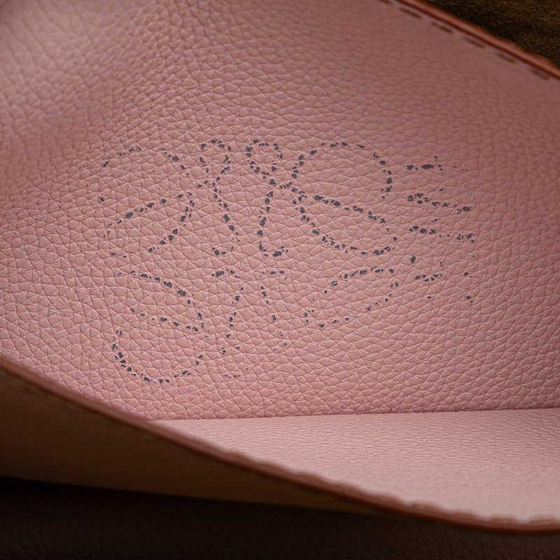 ロエベ バルセロナ ショルダーバッグ ピンク ブラウン レザー レディース LOEWE 【中古】