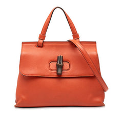 グッチ デイリー バンブー ハンドバッグ ショルダーバッグ 2WAY 370831 オレンジ レザー レディース GUCCI 【中古】