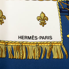 エルメス カレ90 VUE DU CAROSSE DE LA GALERE LA REALE クイーンの戴冠式 スカーフ ブルー マルチカラー シルク レディース HERMES 【中古】