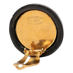 シャネル ロゴ イヤリング ブラック ゴールド エナメル メタル レディース CHANEL 【中古】