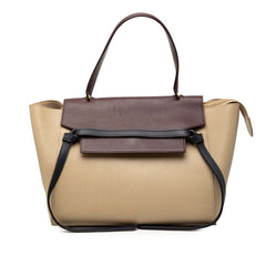 セリーヌ ベルトバッグ スモール ハンドバッグ ベージュ パープル レザー レディース CELINE 【中古】