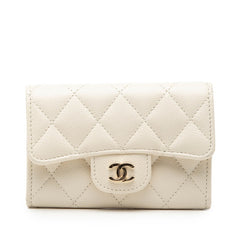 シャネル ココマーク マトラッセ コインケース 小銭入れ AP0214 ホワイト キャビアスキン レディース CHANEL 【中古】