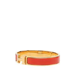 エルメス クリックH GM エナメルブレスレット バングル ゴールド オレンジレッド系 メッキ レディース HERMES 中古