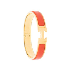 エルメス クリックH GM エナメルブレスレット バングル ゴールド オレンジレッド系 メッキ レディース HERMES 中古