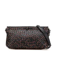 ボッテガヴェネタ イントレチャート チェーン ショルダーバッグ ブラック ブラウ レザー レディース BOTTEGAVENETA 【中古】