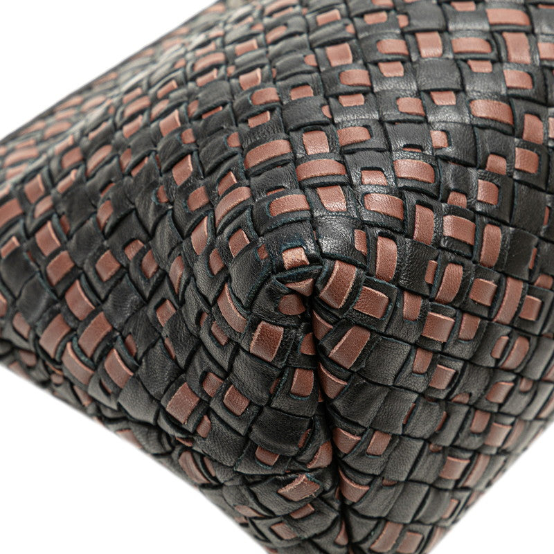 ボッテガヴェネタ イントレチャート チェーン ショルダーバッグ ブラック ブラウ レザー レディース BOTTEGAVENETA 【中古】
