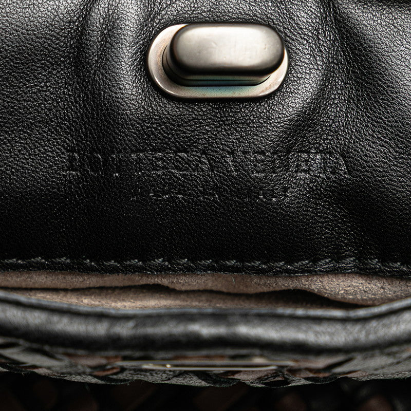 ボッテガヴェネタ イントレチャート チェーン ショルダーバッグ ブラック ブラウ レザー レディース BOTTEGAVENETA 【中古】